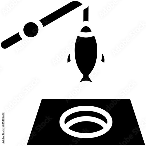 Ice Fishing vector icon illustration of Fishing iconset.
