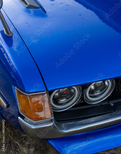 vintage blue car