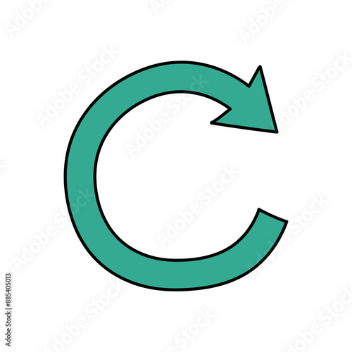 clockwise rotating arrow hand drawn color vector illustration