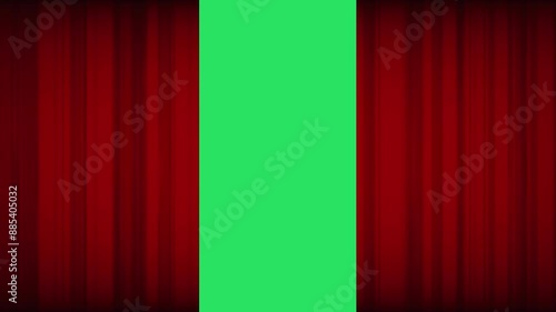 赤い幕　開く　劇場　グリーンバック　背景　イラスト　動画