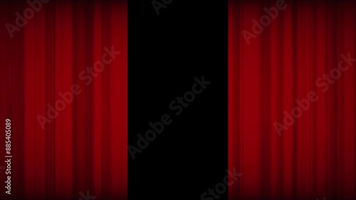 黒背景　赤い　カーテン　開く　動画