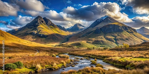 Sgorr Dhearg with Sgorr Dhonuill, Bidean nan Bian in the background, mountain, Scottish Highlands, landscape, hiking, nature photo