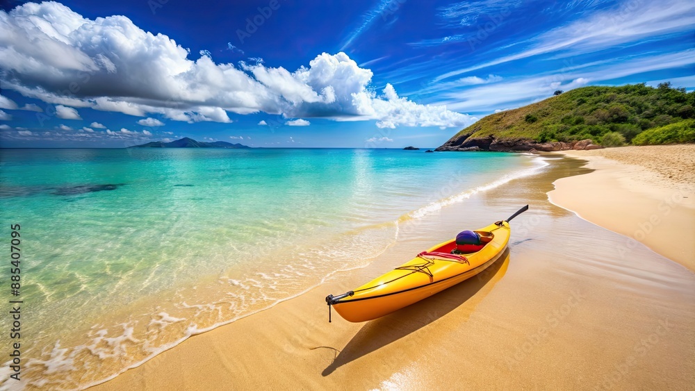 Kayaking on a beautiful sandy beach in an adventurous tourism destination, kayak, beach, adventure, tourism Kayaking on a beautiful sandy beach in an adventurous tourism destination, kayak, beach, adventure, tourism