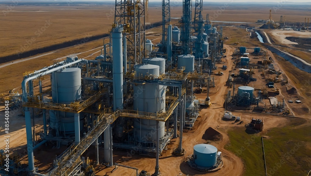 Panoramic view of an oil and gas installation site Panoramic view of an oil and gas installation site