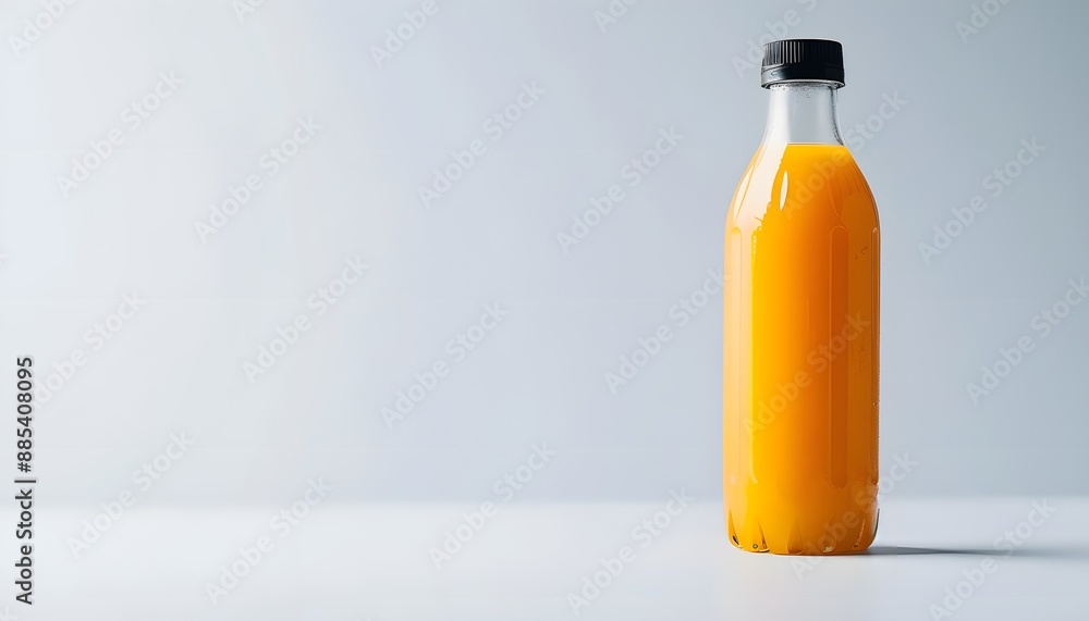 Glass Bottle of Orange Juice on a White Background Glass Bottle of Orange Juice on a White Background