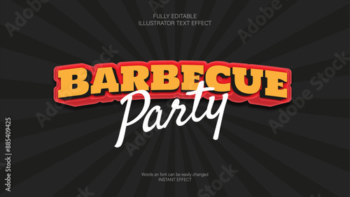 A vibrant and fully editable Illustrator text effect perfect for Barbecue Party invitations and event posters, featuring bold, eye-catching design elements