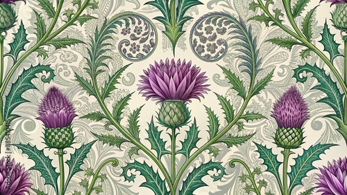 A unique Scottish thistle paisley pattern design, Scotland, thistle, Scottish, paisley, pattern, floral, design