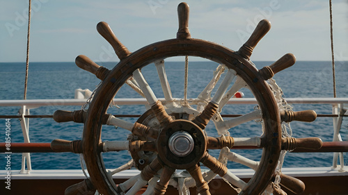 Isolated cruise Ship Steering Wheel, sea ship 