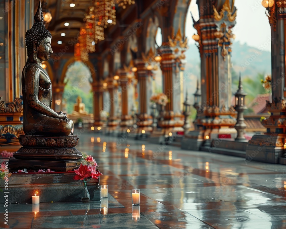 Serene Buddha Statue at Wat Phra That Lampang Luang: Hyper-Realistic 8K Image of Traditional Lanna Architecture Serene Buddha Statue at Wat Phra That Lampang Luang: Hyper-Realistic 8K Image of Traditional Lanna Architecture