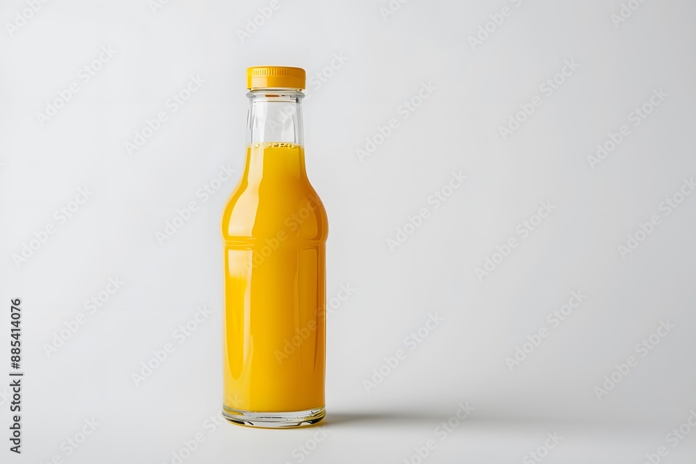 Glass Bottle of Orange Juice on White Background Glass Bottle of Orange Juice on White Background