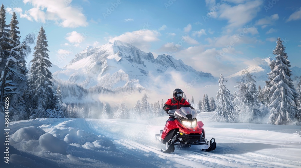 Thrilling Snowmobile Race Winter Adventure in ActionPacked Landscape Thrilling Snowmobile Race Winter Adventure in ActionPacked Landscape