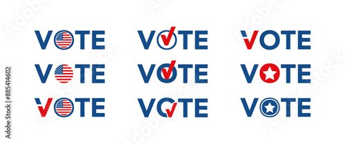 Election Vote. Political USA election campaign. Set icon isolated vector