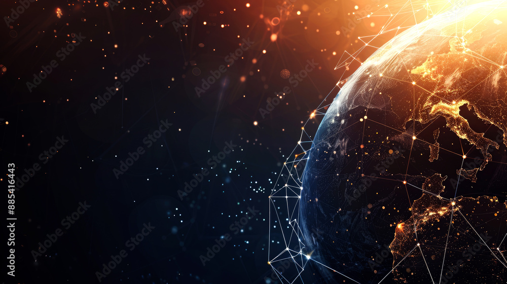 Obraz premium background digital connected line and earth