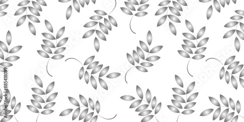 Abstract white background with seamless leaf symbol pattern texture. geometric pattern with icon shapes vector Illustration. floral concept art with interior decoration wall and floor.	