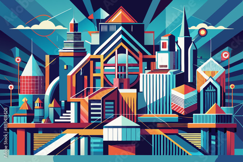 City Bulding Creative Art Collage. Architecture Concept 