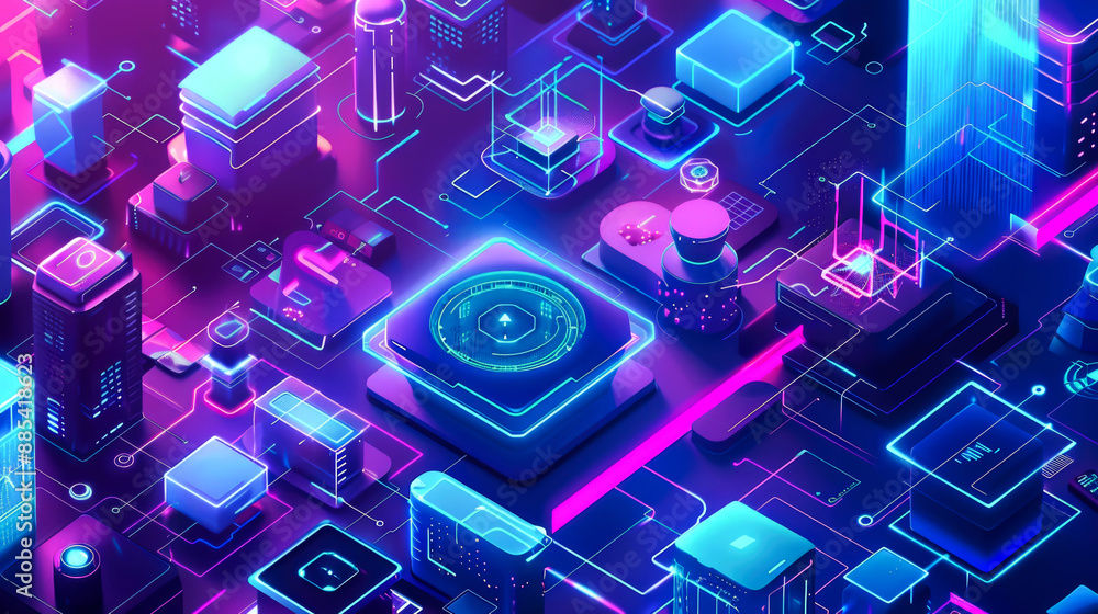 background digital isometric of city background digital isometric of city