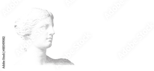 Halftone ancient sculpture. Stippling Venus statue