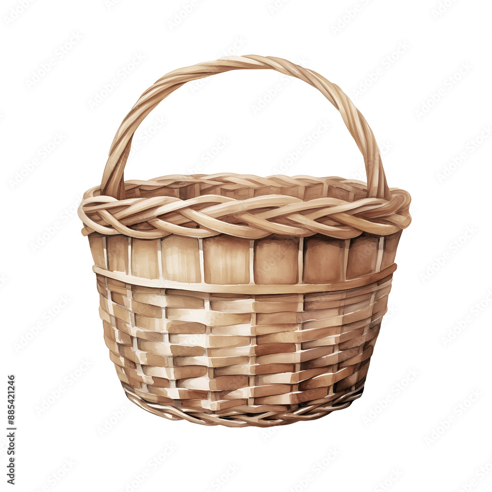 Watercolor beige wicker basket Watercolor beige wicker basket