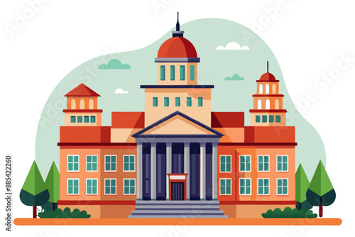 the city hall building in a flat vector style isolated on a white background