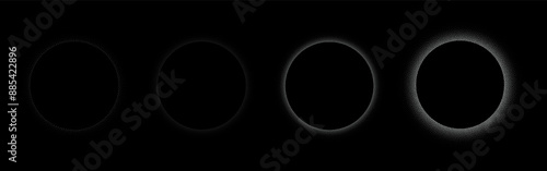 Set of stippling round frames. Vector dotted circles
