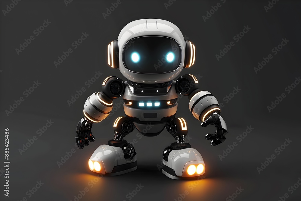 AI Powered 3D Robot Logo with Luminous LED Lights AI Powered 3D Robot Logo with Luminous LED Lights