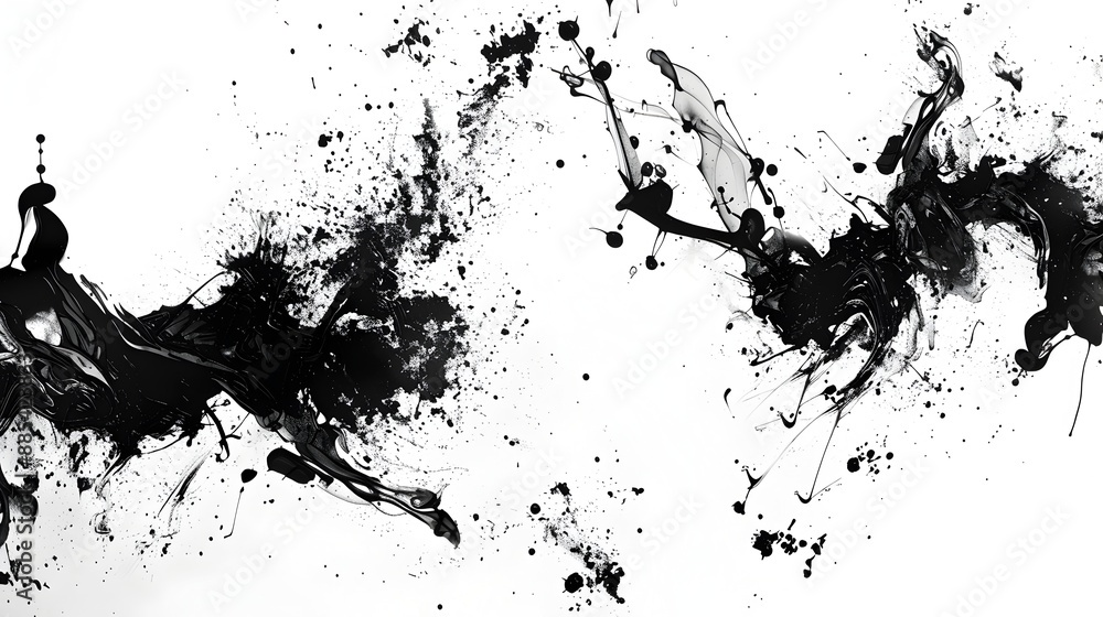 Fototapeta premium Captivating Abstract Ink Splash Sticker Design for Monochrome Branding and Apparel