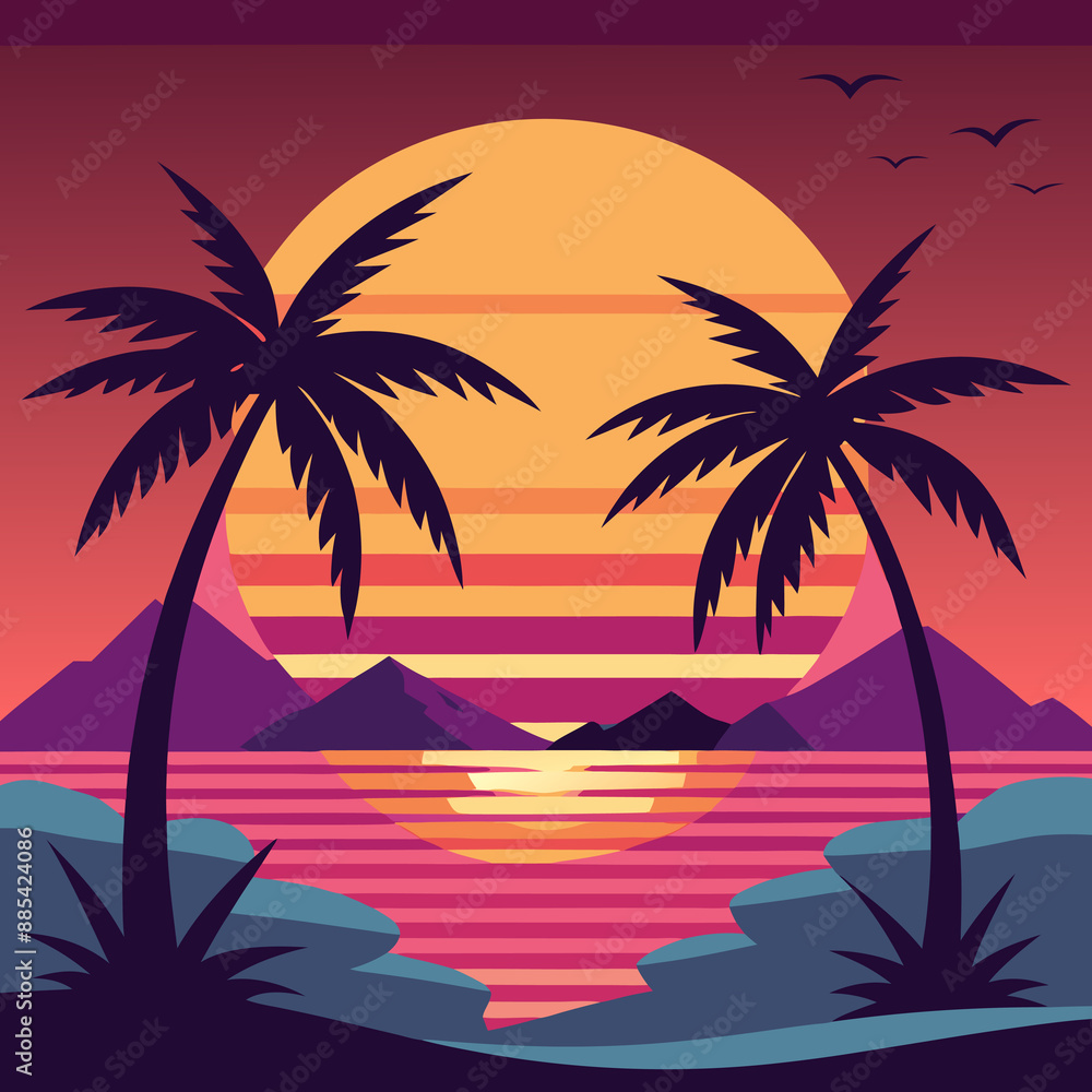 Gradient tropical sunset background Gradient tropical sunset background