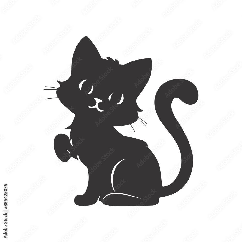 A cute cat silhouette vector illustration, cat with a eyes A cute cat silhouette vector illustration, cat with a eyes