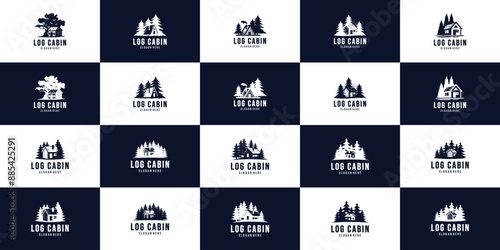 log cabin logo collection, outdoor living, retro style, logo deign illustration.