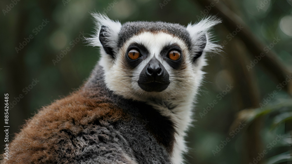 Obraz premium Ring-tailed lemur closeup photo, (Lemur Catta) wild life animals