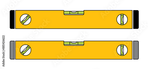 Cartoon spirit level and bubble. Building level construction work tool. Bubble spirit level or spirit leveler. Spirit leveled icon. carpenter level tools. Horizontal, measuring instrument.