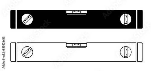 Cartoon spirit level and bubble. Building level construction work tool. Bubble spirit level or spirit leveler. Spirit leveled icon. carpenter level tools. Horizontal, measuring instrument.