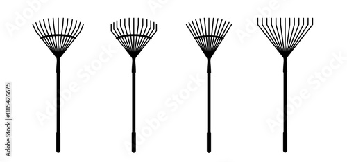 Cartoon leaf rake. Garden tools. Agriculture tool. Ground cultivator. Garden maintenance. Farmer or  farm  gardener. Garden rake for autumn leaves. Tool for agriculture, horticulture, farming. 