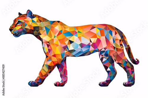 a colorful tiger with many triangles © Zsuzsanna