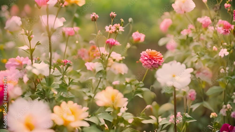 4k video showing a field of pretty wild flowers gently swaying in the breeze focusing on the colorful flowers in the foreground. A stunning summer meadow with natural beauty 4k video showing a field of pretty wild flowers gently swaying in the breeze focusing on the colorful flowers in the foreground. A stunning summer meadow with natural beauty