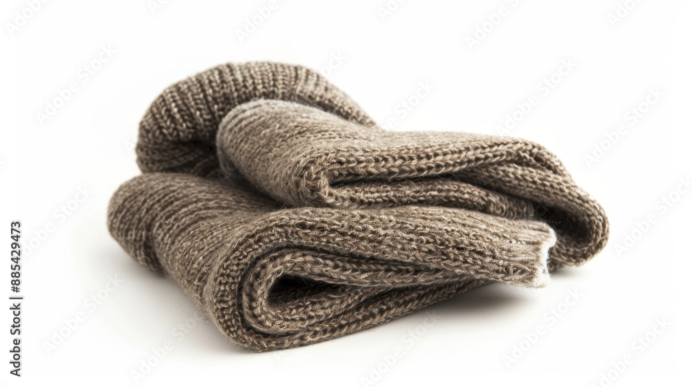 Cozy leg warmers folded in a stylish manner, showcasing their texture and warmth. Isolate white background Cozy leg warmers folded in a stylish manner, showcasing their texture and warmth. Isolate white background