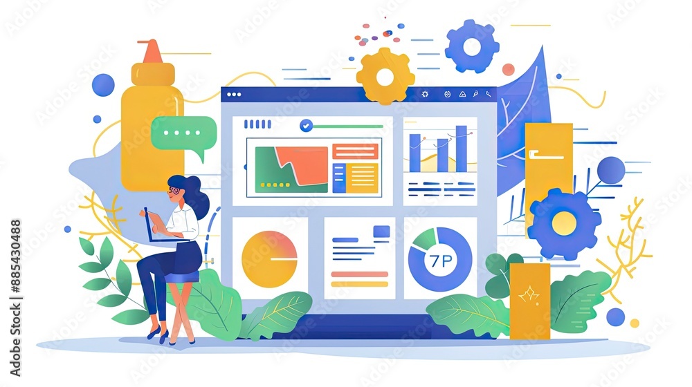 A marketer designing a landing page using a website builder, with drag-and-drop features and customization options visible. A marketer designing a landing page using a website builder, with drag-and-drop features and customization options visible.