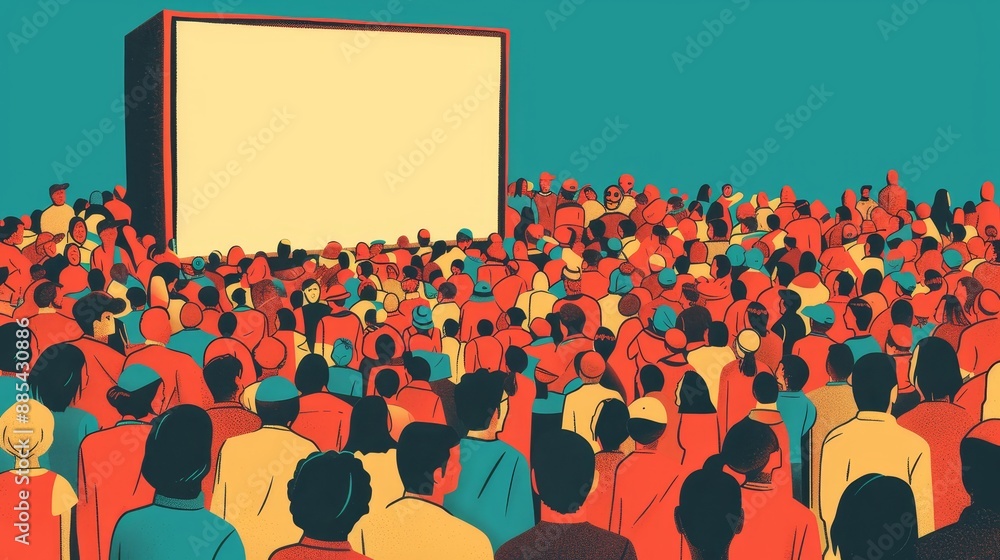 Εκτύπωση καμβά A minimalistic depiction of the frenzy during a film festival sale  AI generated