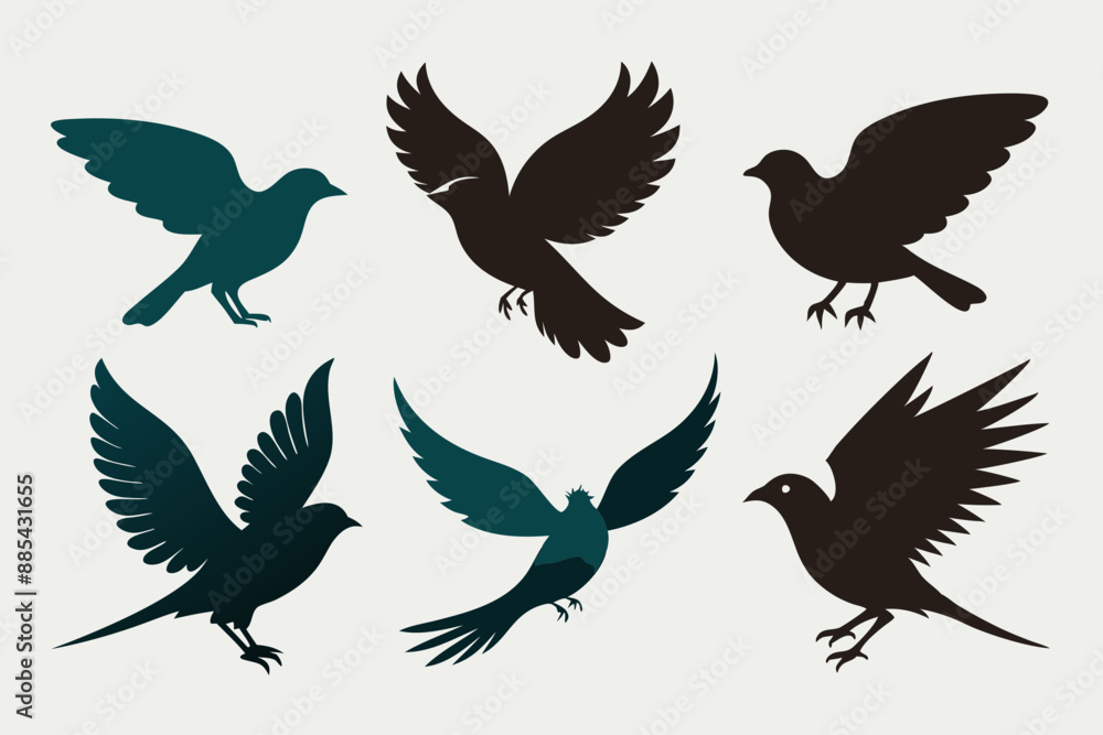 Fototapeta premium A set of bird in flight vector artwork illustration