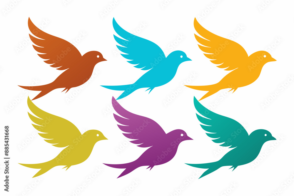 Fototapeta premium A set of bird in flight vector artwork illustration