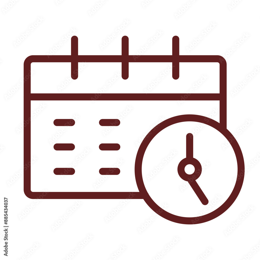 Schedule Vector Line Maroon Icon Design Schedule Vector Line Maroon Icon Design