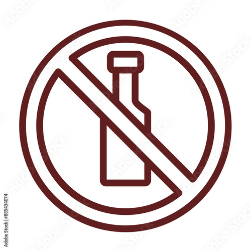 No Alcohol Vector Line Maroon Icon Design