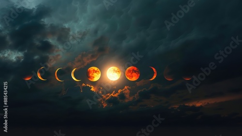 Obraz na płótnie Solar eclipse sequence w salonie