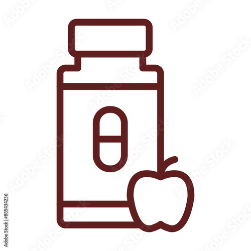 Vitamins Vector Line Maroon Icon Design