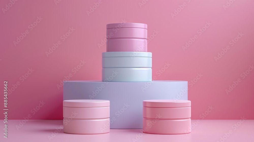 The pink and blue boxes are stacked on top of each other The pink and blue boxes are stacked on top of each other