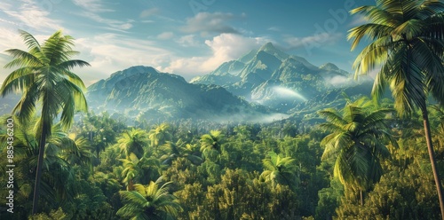 Tropical rainforest landscape.