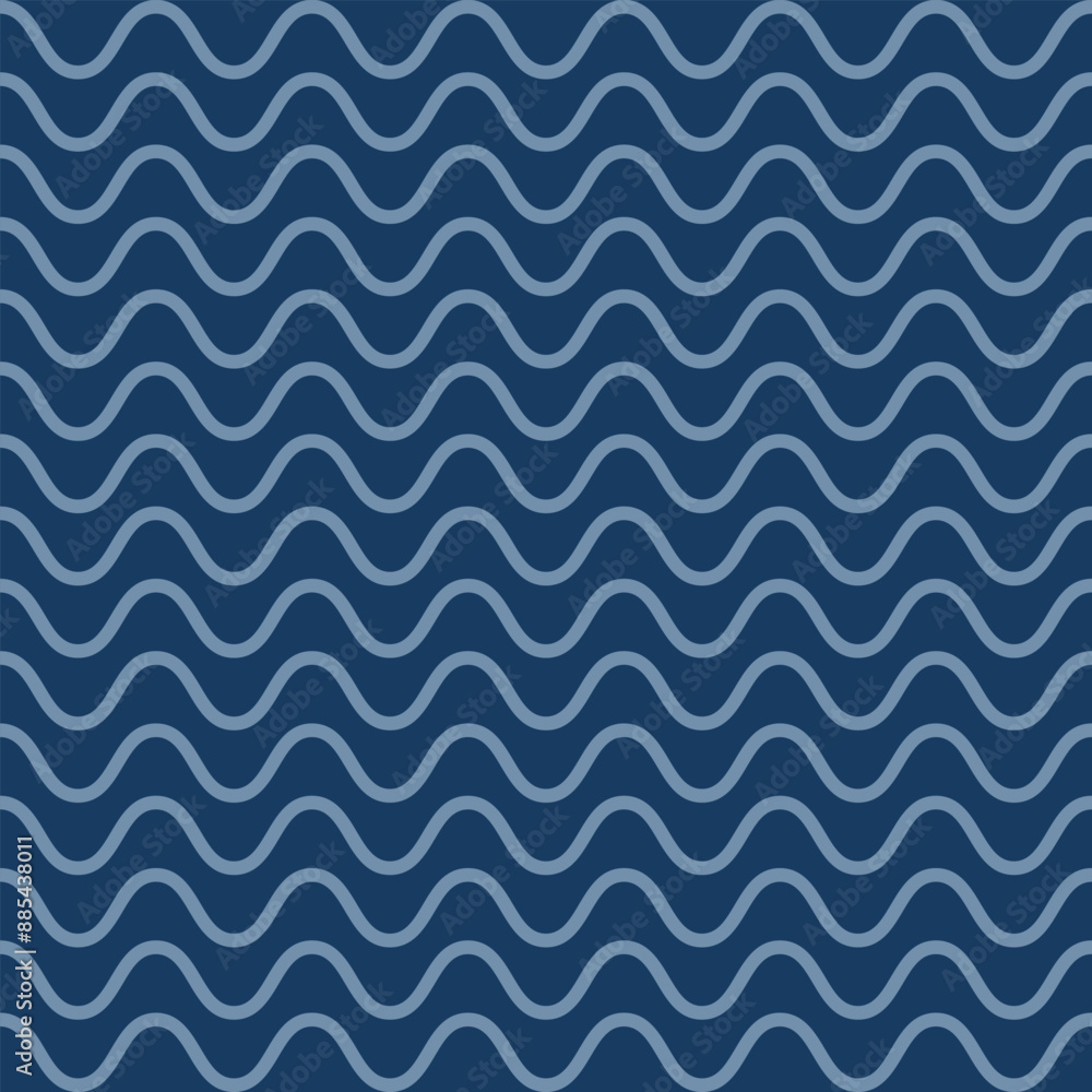Repeating seamless pattern with blue waves in vector for fabric, paper, print and web. Repeating seamless pattern with blue waves in vector for fabric, paper, print and web.