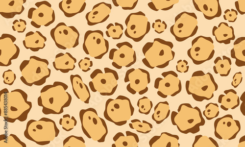 Repeating seamless pattern with jaguar skin pattern in vector for fabric, paper, print and web.