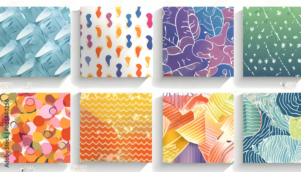 Obraz premium set colorful compositions rendered diverse patterns