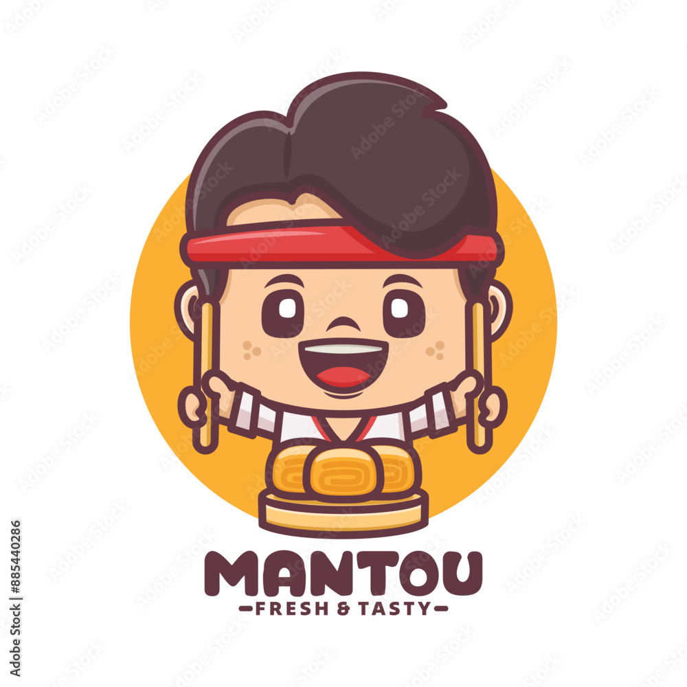 Obraz premium Mantou chef mascot design, vector illustration for culinary business